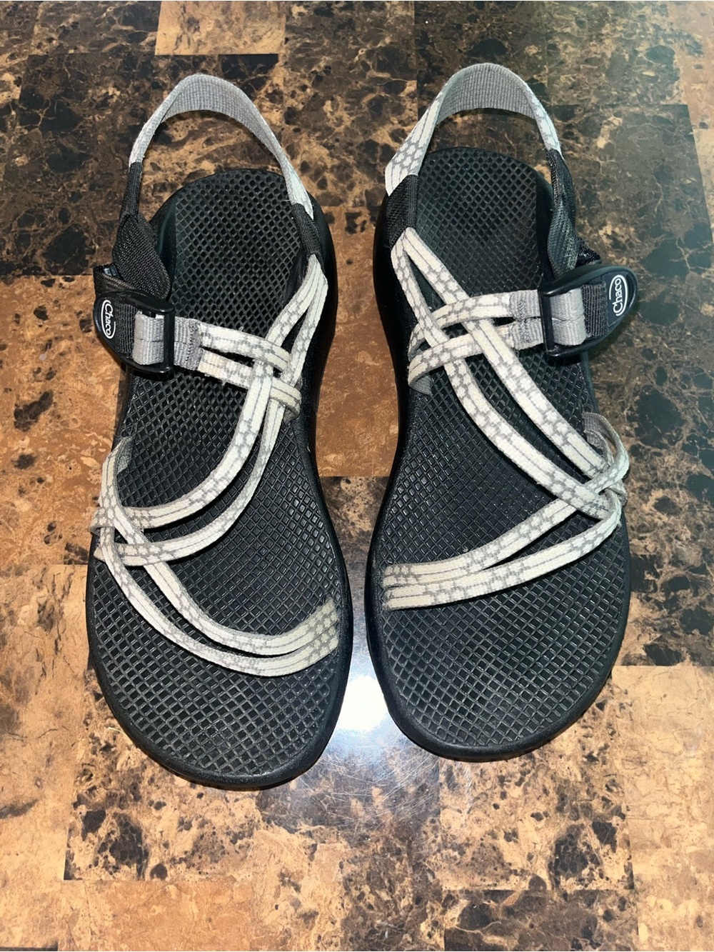 Chaco Black Sandals with Light Gray Straps